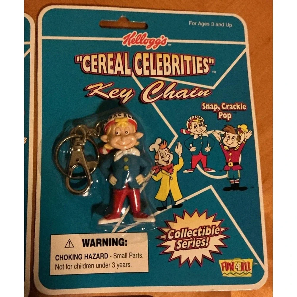 Kellogg's Cereal Celebrities Key Chain Rice Krispies New 1998 Snap Crackle & Pop